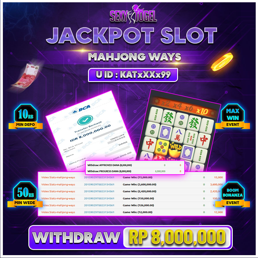 SEXYTOGEL JACKPOT SLOT MAHJONG WAYS Rp.8.000.000.,-LUNAS  